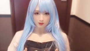 Individual photo Video masturbating by a mysterious man with blue -haired